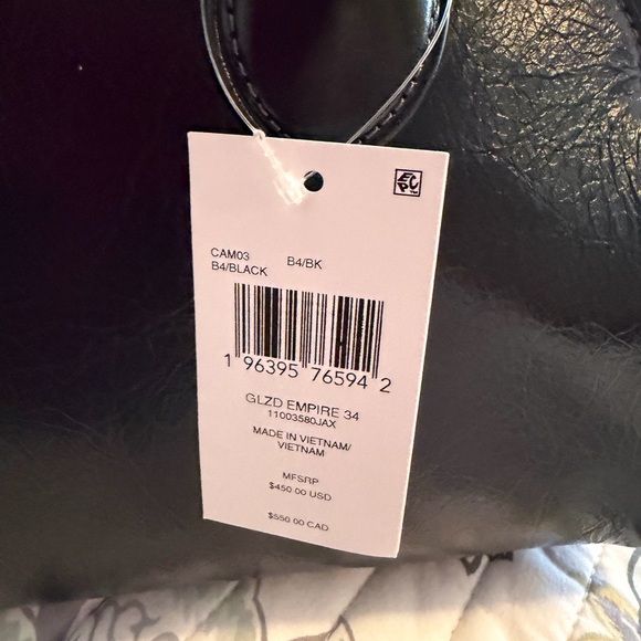 NWT Coach Empire 34 Shoulder Bag in Black Glazed Leather - Picture 4 of 9